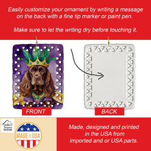Load image into Gallery viewer, Cocker Spaniel King of Mardi Gras Porcelain Ornament
