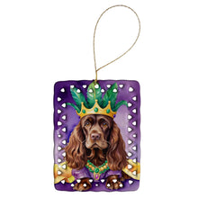 Load image into Gallery viewer, Cocker Spaniel King of Mardi Gras Porcelain Ornament