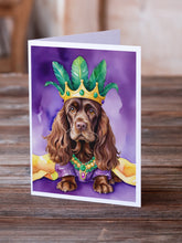 Load image into Gallery viewer, Cocker Spaniel King of Mardi Gras Greeting Cards - Blank Note Cards – 8-Pack of Artist-Designed Cards with Envelopes