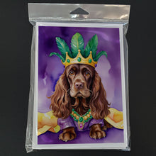 Load image into Gallery viewer, Cocker Spaniel King of Mardi Gras Greeting Cards - Blank Note Cards – 8-Pack of Artist-Designed Cards with Envelopes