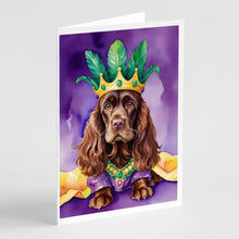 Load image into Gallery viewer, Cocker Spaniel King of Mardi Gras Greeting Cards - Blank Note Cards – 8-Pack of Artist-Designed Cards with Envelopes