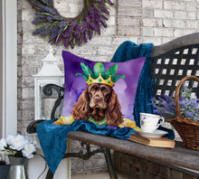 Load image into Gallery viewer, Cocker Spaniel King of Mardi Gras Throw Pillow
