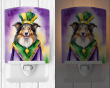 Load image into Gallery viewer, Collie King of Mardi Gras Ceramic Night Light