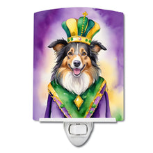 Load image into Gallery viewer, Collie King of Mardi Gras Ceramic Night Light