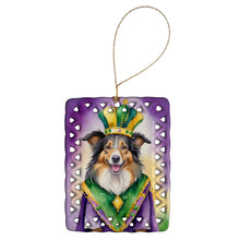 Load image into Gallery viewer, Collie King of Mardi Gras Porcelain Ornament