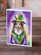 Load image into Gallery viewer, Collie King of Mardi Gras Greeting Cards - Blank Note Cards – 8-Pack of Artist-Designed Cards with Envelopes