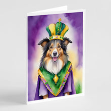 Load image into Gallery viewer, Collie King of Mardi Gras Greeting Cards - Blank Note Cards – 8-Pack of Artist-Designed Cards with Envelopes