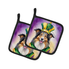 Load image into Gallery viewer, Collie King of Mardi Gras Pot Holders - Set of 2 Decorative Kitchen Helpers | Made in the USA