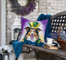 Load image into Gallery viewer, Collie King of Mardi Gras Throw Pillow