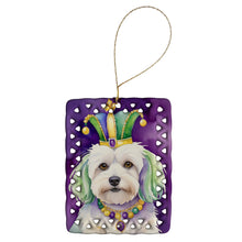Load image into Gallery viewer, Coton de Tulear King of Mardi Gras Porcelain Ornament