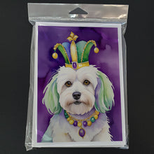 Load image into Gallery viewer, Coton de Tulear King of Mardi Gras Greeting Cards - Blank Note Cards – 8-Pack of Artist-Designed Cards with Envelopes