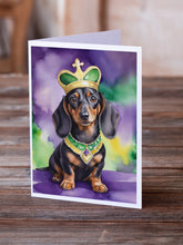 Load image into Gallery viewer, Dachshund King of Mardi Gras Greeting Cards - Blank Note Cards – 8-Pack of Artist-Designed Cards with Envelopes