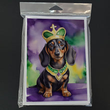 Load image into Gallery viewer, Dachshund King of Mardi Gras Greeting Cards - Blank Note Cards – 8-Pack of Artist-Designed Cards with Envelopes