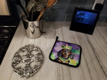 Load image into Gallery viewer, Dachshund King of Mardi Gras Pot Holders - Set of 2 Decorative Kitchen Helpers | Made in the USA