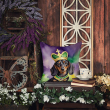 Load image into Gallery viewer, Dachshund King of Mardi Gras Throw Pillow - 14x14 Decorative Pillow – Art for Your Home &amp; Patio