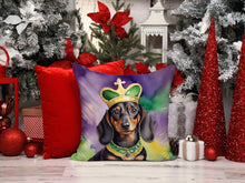 Load image into Gallery viewer, Dachshund King of Mardi Gras Throw Pillow - 14x14 Decorative Pillow – Art for Your Home &amp; Patio