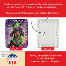 Load image into Gallery viewer, Dachshund King of Mardi Gras Porcelain Ornament