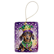 Load image into Gallery viewer, Dachshund King of Mardi Gras Porcelain Ornament