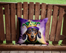 Load image into Gallery viewer, Dachshund King of Mardi Gras Throw Pillow - 14x14 Decorative Pillow – Art for Your Home &amp; Patio