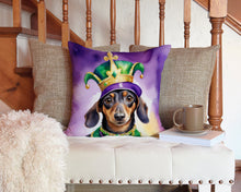 Load image into Gallery viewer, Dachshund King of Mardi Gras Throw Pillow - 14x14 Decorative Pillow – Art for Your Home &amp; Patio