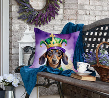 Load image into Gallery viewer, Dachshund King of Mardi Gras Throw Pillow