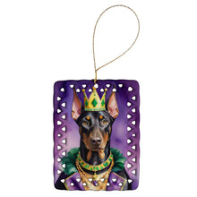 Load image into Gallery viewer, Doberman Pinscher King of Mardi Gras Porcelain Ornament