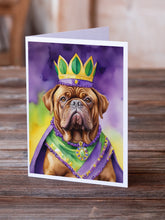 Load image into Gallery viewer, Dogue de Bordeaux King of Mardi Gras Greeting Cards - Blank Note Cards – 8-Pack of Artist-Designed Cards with Envelopes