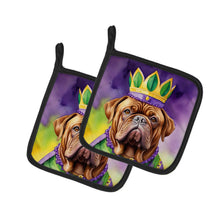 Load image into Gallery viewer, Dogue de Bordeaux King of Mardi Gras Pot Holders - Set of 2 Decorative Kitchen Helpers | Made in the USA