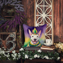 Load image into Gallery viewer, English Bull Terrier King of Mardi Gras Throw Pillow - 14x14 Decorative Pillow – Art for Your Home &amp; Patio