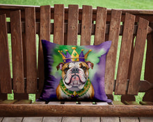 Load image into Gallery viewer, English Bulldog King of Mardi Gras Throw Pillow - 14x14 Decorative Pillow – Art for Your Home &amp; Patio