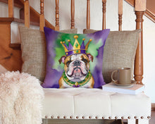 Load image into Gallery viewer, English Bulldog King of Mardi Gras Throw Pillow - 14x14 Decorative Pillow – Art for Your Home &amp; Patio