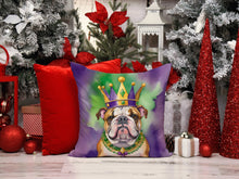 Load image into Gallery viewer, English Bulldog King of Mardi Gras Throw Pillow - 14x14 Decorative Pillow – Art for Your Home &amp; Patio