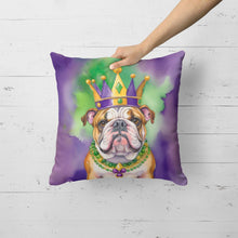 Load image into Gallery viewer, English Bulldog King of Mardi Gras Throw Pillow