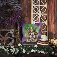 Load image into Gallery viewer, English Bulldog King of Mardi Gras Throw Pillow