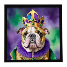 Load image into Gallery viewer, English Bulldog King of Mardi Gras Framed Metal Print