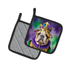 Load image into Gallery viewer, English Bulldog King of Mardi Gras Pot Holders - Set of 2 Decorative Kitchen Helpers | Made in the USA