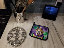 Load image into Gallery viewer, English Bulldog King of Mardi Gras Pot Holders - Set of 2 Decorative Kitchen Helpers | Made in the USA