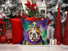 Load image into Gallery viewer, English Bulldog King of Mardi Gras Throw Pillow - 14x14 Decorative Pillow – Art for Your Home &amp; Patio