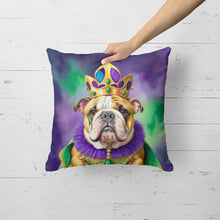 Load image into Gallery viewer, English Bulldog King of Mardi Gras Throw Pillow