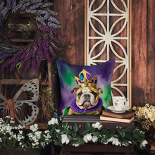 Load image into Gallery viewer, English Bulldog King of Mardi Gras Throw Pillow