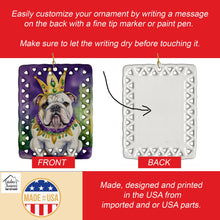 Load image into Gallery viewer, English Bulldog King of Mardi Gras Porcelain Ornament