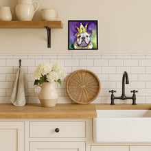Load image into Gallery viewer, English Bulldog King of Mardi Gras Framed Metal Print