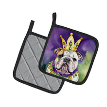 Load image into Gallery viewer, English Bulldog King of Mardi Gras Pot Holders - Set of 2 Decorative Kitchen Helpers | Made in the USA