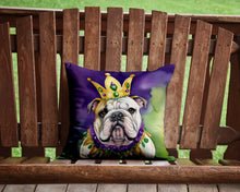 Load image into Gallery viewer, English Bulldog King of Mardi Gras Throw Pillow - 14x14 Decorative Pillow – Art for Your Home &amp; Patio