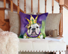 Load image into Gallery viewer, English Bulldog King of Mardi Gras Throw Pillow - 14x14 Decorative Pillow – Art for Your Home &amp; Patio