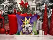 Load image into Gallery viewer, English Bulldog King of Mardi Gras Throw Pillow - 14x14 Decorative Pillow – Art for Your Home &amp; Patio