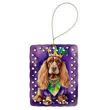 Load image into Gallery viewer, English Cocker Spaniel King of Mardi Gras Porcelain Ornament
