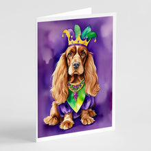 Load image into Gallery viewer, English Cocker Spaniel King of Mardi Gras Greeting Cards - Blank Note Cards – 8-Pack of Artist-Designed Cards with Envelopes
