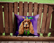 Load image into Gallery viewer, English Cocker Spaniel King of Mardi Gras Throw Pillow - 14x14 Decorative Pillow – Art for Your Home &amp; Patio