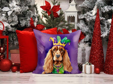 Load image into Gallery viewer, English Cocker Spaniel King of Mardi Gras Throw Pillow - 14x14 Decorative Pillow – Art for Your Home &amp; Patio